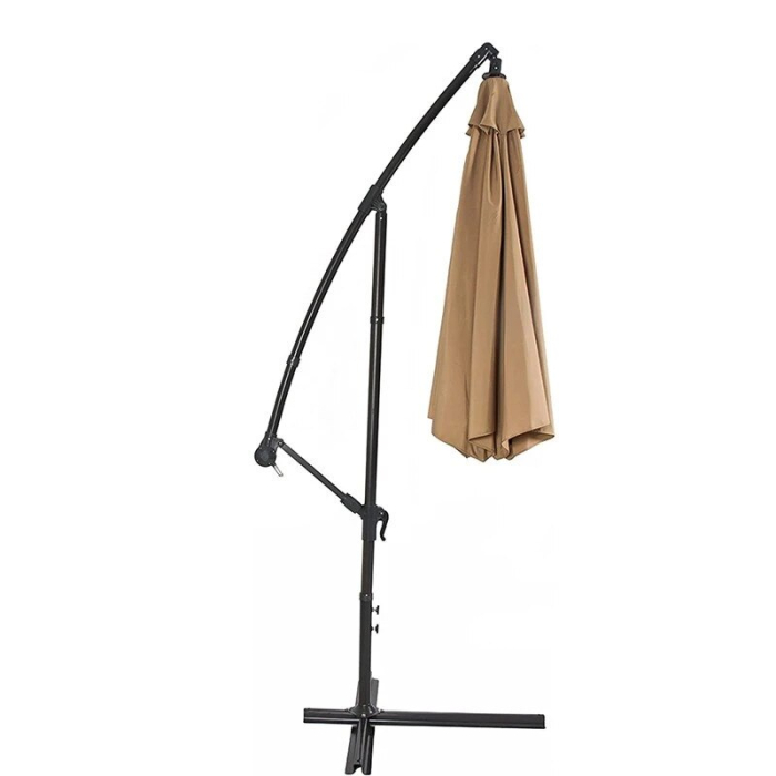 Umbrela de gradina diametru 300 cm, impermeabila, unghi inclinare reglabil, cadru otel, suport inclus, Bej [2]