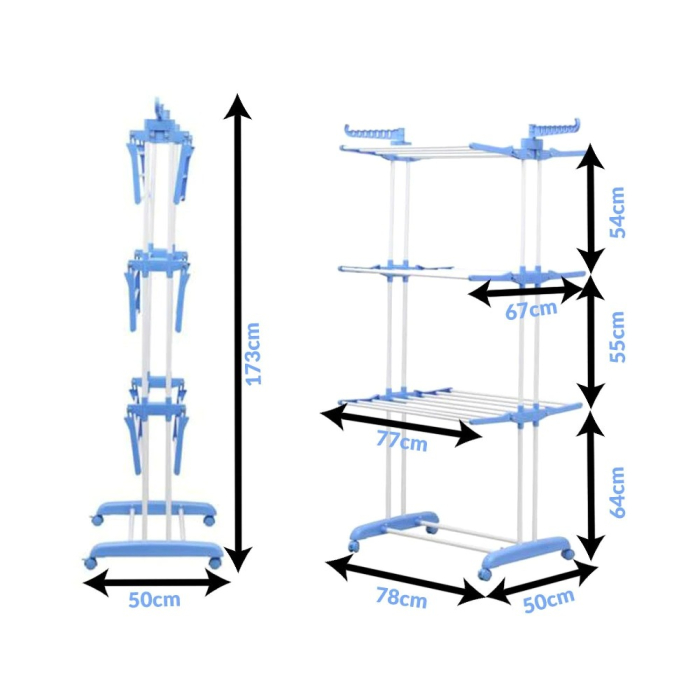 Uscator vertical, mobil si pliabil pentru rufe cu suport umerase, inaltime 173cm , 3 etaje [8]