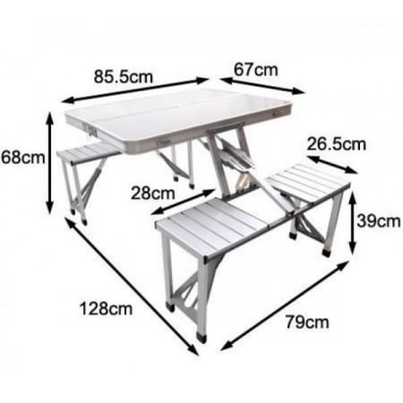 Masa de camping pliabila cu 4 scaune, otel si aluminiu [3]