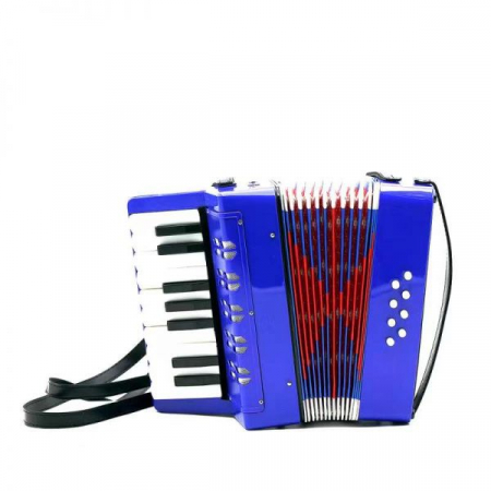 Instrumente Muzicale - Acordeon pentru copii, 17 clape, 8 basi, curea de umar