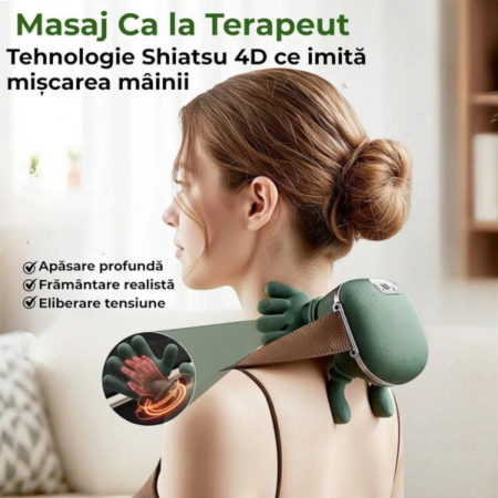 Aparat de Masaj Cervical 4D cu incalzire Infrarosu 45°C, 3 Intensitati, Wireless, Autonomie 70 min – Gat, Umeri, Spate [9]