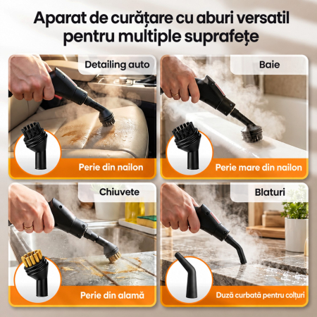 Aparat Profesional de Curatare cu Aburi 2500W, 105°C, Reglaj 6 Trepte, Degresare si Dezinfectare Rapida [6]