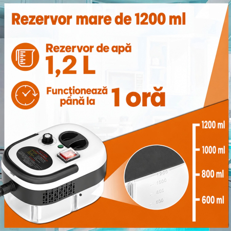 Aparat Profesional de Curatare cu Aburi 2500W, 105°C, Reglaj 6 Trepte, Degresare si Dezinfectare Rapida [10]