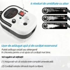 Electrocasnice pentru bucatarie - Aparat Profesional de Curatare cu Aburi 2500W, 105°C, Reglaj 6 Trepte, Degresare si Dezinfectare Rapida