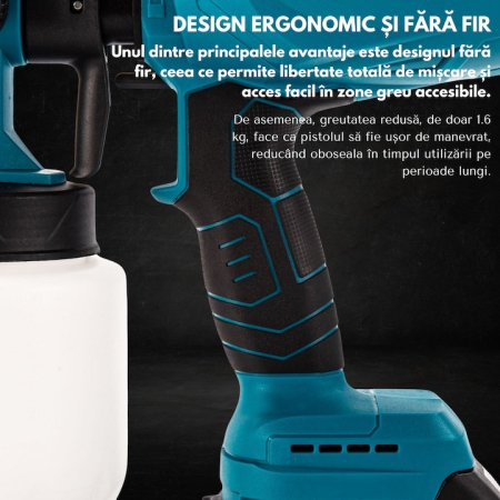 Aparat profesional de Vopsit si zugravit 7STAR ®, electric, cu rezervor de vopsea, 2 acumulatori 36V, portabil [6]
