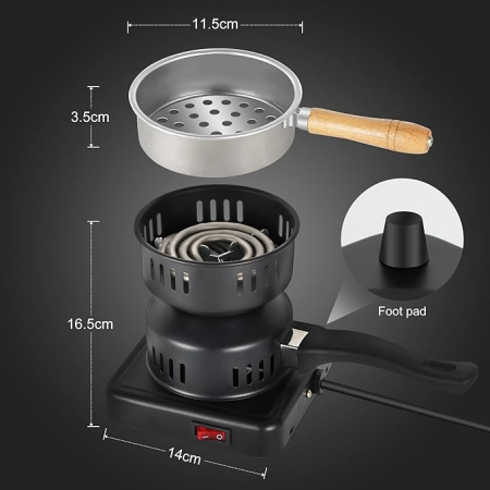Aprinzator electric 7STAR ® pentru carbuni narghilea, tip ibric, putere 1000 W, Negru [1]