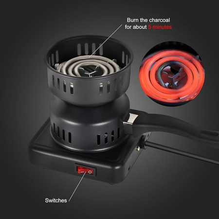 Aprinzator electric 7STAR ® pentru carbuni narghilea, tip ibric, putere 1000 W, Negru [2]