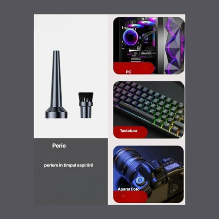Aspirator si suflanta portabila 4 in 1, 2 acumulatori 48V 5.0Ah, 5000 mAh, 6 duze incluse [4]
