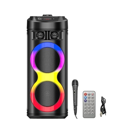 Boxa Profesionala 7STAR XL 300W, 2 Difuzoare 6.5 INCH, Autonomie Mare + Super Bass + Joc Lumini, Karaoke, Conex. Bluetooth, USB, RadioFM, Cadou Casca Bluetooth + Stick USB + Microfon [5]