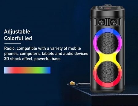 Boxa Profesionala 7STAR XL 300W, 2 Difuzoare 6.5 INCH, Autonomie Mare + Super Bass + Joc Lumini, Karaoke, Conex. Bluetooth, USB, RadioFM, Cadou Casca Bluetooth + Stick USB + Microfon [8]