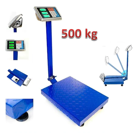 Cantar Electronic 500kg cu acumulator si platforma metalica din tabla striata, brat rabatabil [1]