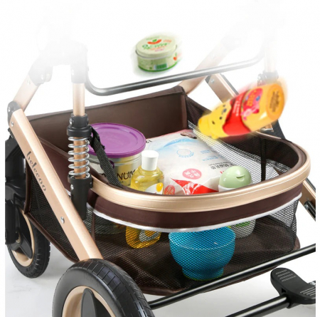 Carucior 2 in 1 pentru copii, pliabil, cu suspensii, transformabil landou-sport, 0-36 luni, cos pentru accesorii [12]