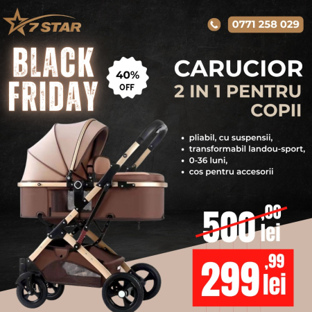 Mobila gradina & terasa - Carucior 2 in 1 pentru copii, pliabil, cu suspensii, transformabil landou-sport, 0-36 luni, cos pentru accesorii