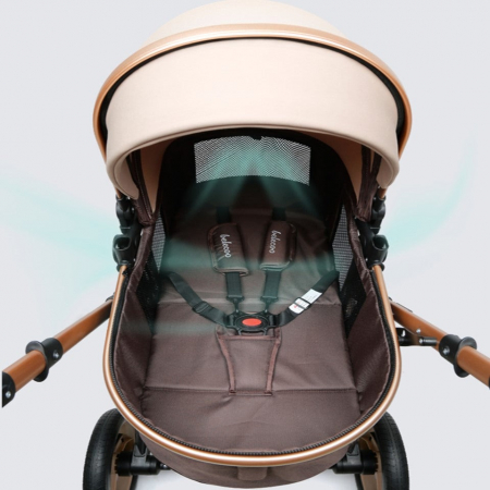 Carucior 2 in 1 pentru copii, pliabil, cu suspensii, transformabil landou-sport, 0-36 luni, cos pentru accesorii [5]