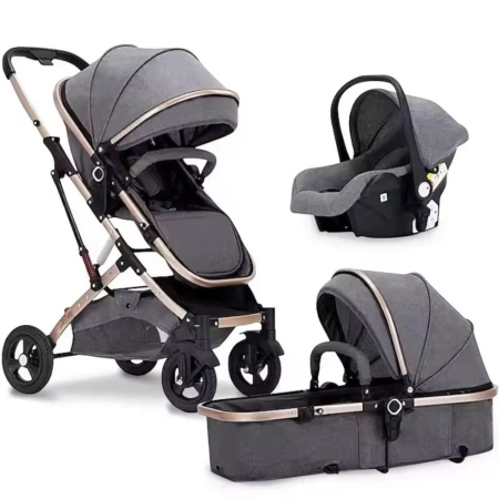Mobila gradina & terasa - Carucior 3 in 1 7STAR® multifunctional pentru copii – landou, scaun auto si carucior sport, pliabil, design premium, Gri