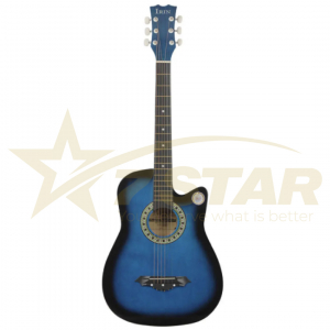 Chitara Acustica Albastru 4/4 38" ( 95 x 35 cm ), pentru Incepatori si Adulti, Recomandata peste 8-10 Ani, 6 Corzi Metalice, 20 De Taste [1]