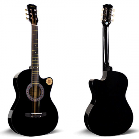 Chitare clasice & acustice - Chitara Acustica Negru 4/4 38" ( 95 x 35 cm ), pentru Incepatori si Adulti, Recomandata peste 8-10 Ani, 6 Corzi Metalice, 20 De Taste