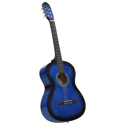 Chitara Clasica Albastru 4/4 38" ( 95 X 35 CM ), pentru Incepatori si Adulti, Recomandata peste 8-10 ani, 6 Corzi Metalice, 20 De Taste [2]