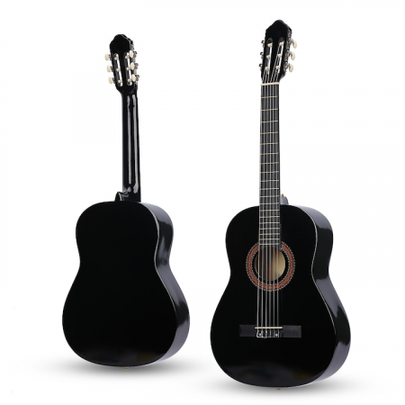 Chitare clasice & acustice - Chitara Clasica Negru 4/4 38" ( 95 X 35 CM ), pentru Incepatori si Adulti, Recomandata peste 8-10 ani, 6 Corzi Metalice, 20 De Taste