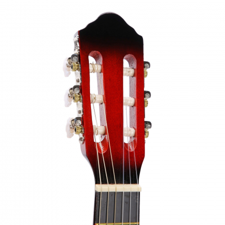 Chitara Clasica Rosu 4/4 38" ( 95 X 35 CM ), pentru Incepatori si Adulti, Recomandata peste 8-10 ani, 6 Corzi Metalice, 20 De Taste [6]
