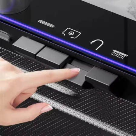Consola multifunctionala pentru chiuveta, Afisaj digital, LED, 2 cascade, Clatitor pahare si robinet pentru apa filtrata, 750 mm, negru grafit [2]
