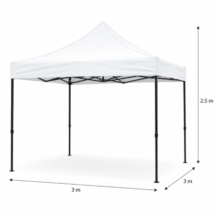 Cort Pavilion 3x3m Alb Pliabil Cadru Metal pentru Curte, Gradina, Evenimente [9]