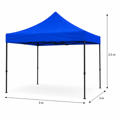 Cort Pavilion 3x3m Albastru Pliabil Cadru Metal pentru Curte, Gradina, Evenimente [9]