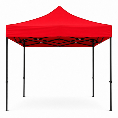 Cort Pavilion 3x3m Rosu Pliabil Cadru Metal pentru Curte, Gradina, Evenimente [1]