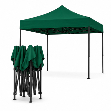 Casa, Gradina & Bricolaj - Cort Pavilion 3x3m Verde Pliabil Cadru Metal pentru Curte, Gradina, Evenimente