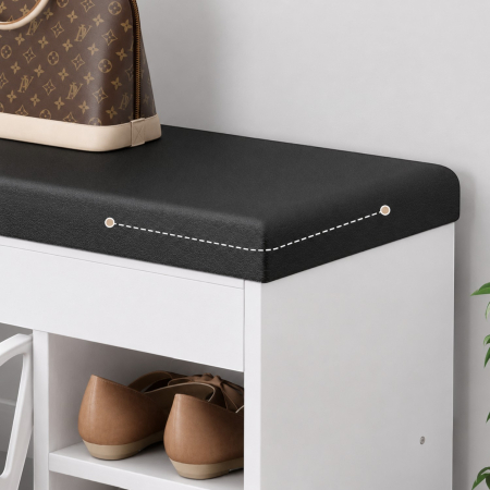 Dulap pentru pantofi tip bancheta, 6 rafturi, 100x34x50 cm, PAL melaminat, Alb [7]