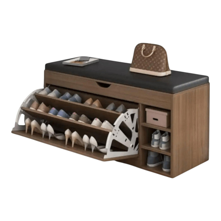 Casa, Gradina & Bricolaj - Dulap pentru pantofi tip bancheta, 6 rafturi, 100x34x50 cm, PAL melaminat, Maro