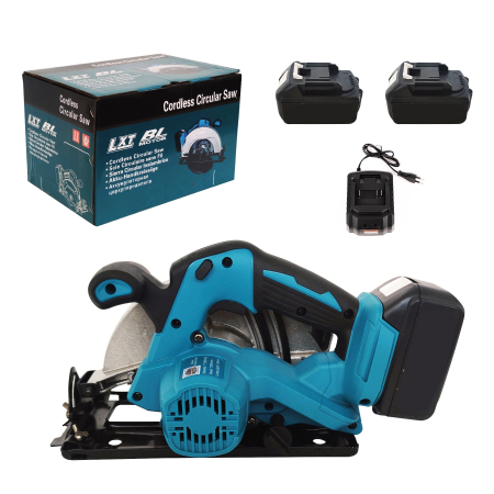 Scule electrice & unelte - Fierastrau circular cu acumulator, 48 V, 8 Ah, 11.000 Rpm, Diametru disc 185 mm, inclus in pachet, Albastru