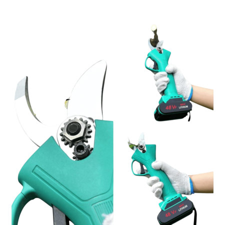 Foarfeca electrica portabila pentru Gradinarit 7STAR ®, 2 Acumulatori 48V 8.0 Ah, 500W, Lama din otel Carbon, baterie 8000mAh, 1 incarcator, design modern, accesorii incluse si valiza de transport, au [3]