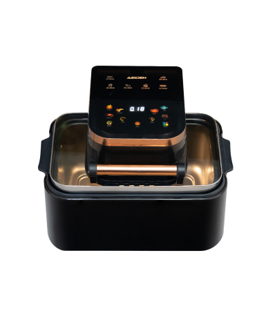 Electrocasnice pentru bucatarie - Friteuza Airfryer cu aer cald  AEIDEN®, AE-2513 2500W, capacitate mare 12L, multifunctional pentru cartofi prajiti, carne, coacere si altele, 11 programe, display LCD, Negru-Auriu, 200 hartii cadou