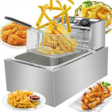 Electrocasnice pentru bucatarie - Friteuza electrica capacitate 6 litri din inox putere 2500W pentru uz profesional sau personal