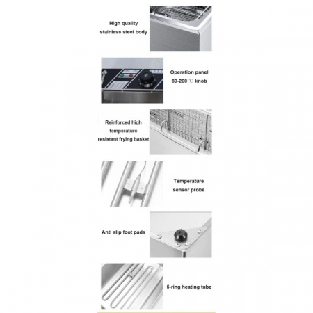 Friteuza electrica capacitate 6 litri din inox putere 2500W pentru uz profesional sau personal [1]