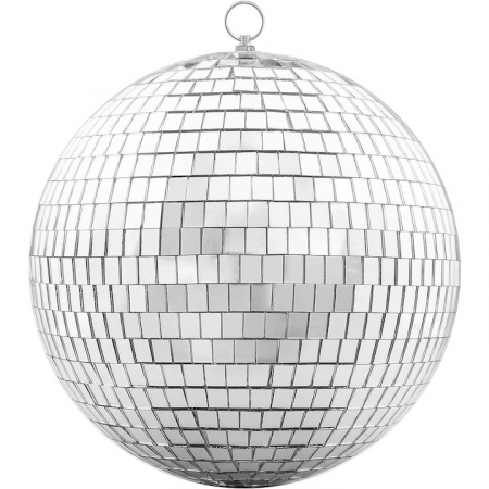 Petrecere & Discoteca - Glob Disco cu Aplicatii Oglinda, Diametru 30 cm, Reflectorizant, Cu Motoras, Sistem Agatare, Forma Sferica, Argintiu