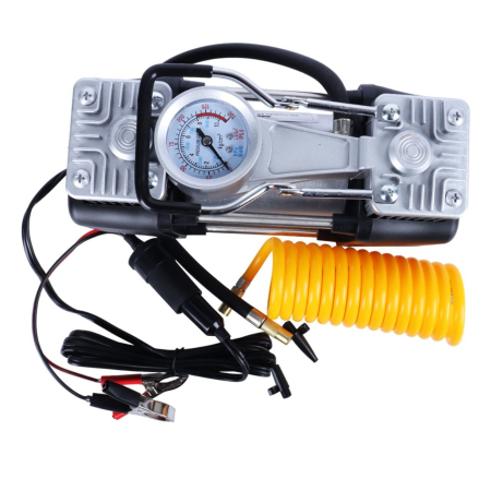 Kit pana auto complet, compresor cu 2 cilindri, 500W, metal, accesorii incluse, alimentare la priza 12V, rezistent la apa, protectie suprasarcina, Galben/Negru [1]