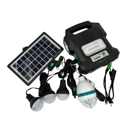 Kit Solar Portabil GDLITE GD-1000A, Panou Solar, USB, Bluetooth, Radio FM, MP3, Lanterna LED, 4 Becuri Incluse, Alimentare 220V [3]