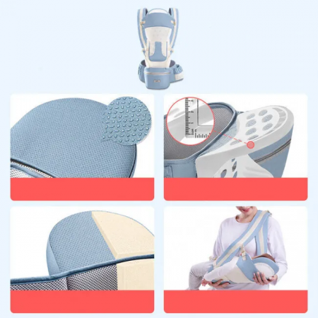 Marsupiu ergonomic, multifunctional pentru bebelusi, 15in1, greutate maxima 25 kg, Albastru deschis [3]