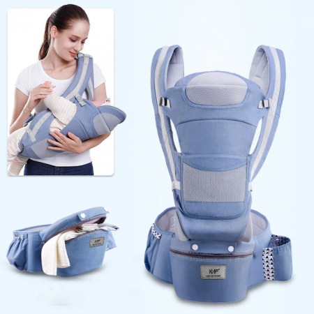 Jucarii, Copii & Bebe - Marsupiu ergonomic, multifunctional pentru bebelusi, 15in1, greutate maxima 25 kg, Albastru deschis
