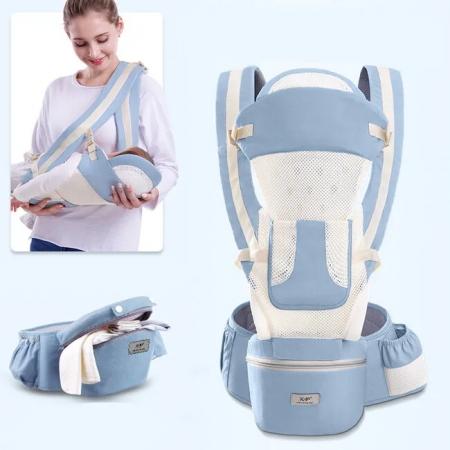 Marsupiu ergonomic, multifunctional pentru bebelusi, 15in1, greutate maxima 25 kg, Albastru deschis [7]