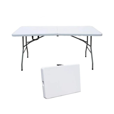 Masa pliabila, de gradina, cadru otel, 180x70x74, alba [1]
