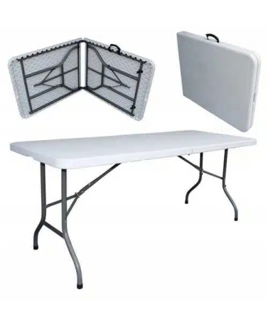 Mobila gradina & terasa - Masa pliabila, de gradina, cadru otel, 180x70x74, alba