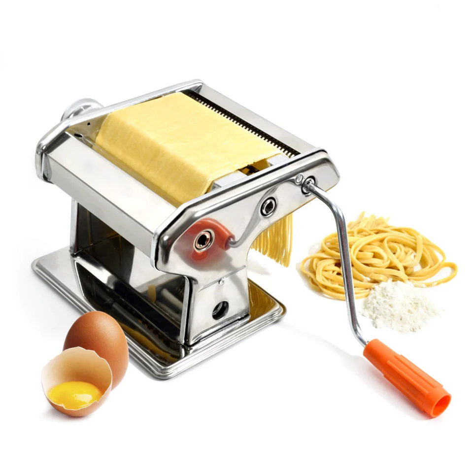 Electrocasnice pentru bucatarie - Masina de facut paste sau taitei de casa, cu reglaj grosime 0.1 - 0.65 cm, 9 pozitii, inox