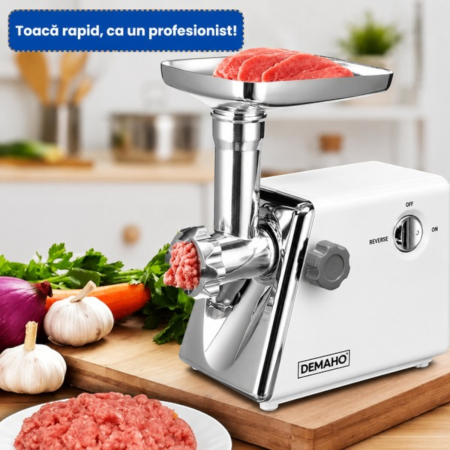 Masina de tocat carne electrica 3000 W – 120 kg/ora, 3 site inox, functie Reverse, componente detasabile [4]