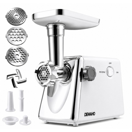 Electrocasnice pentru bucatarie - Masina de tocat carne electrica 3000 W – 120 kg/ora, 3 site inox, functie Reverse, componente detasabile