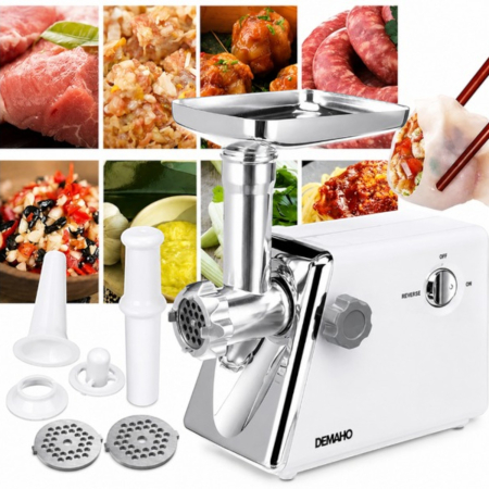 Masina de tocat carne electrica 3000 W – 120 kg/ora, 3 site inox, functie Reverse, componente detasabile [9]