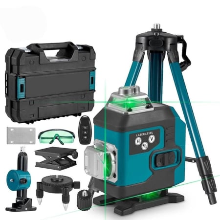 Casa, Gradina & Bricolaj - Nivela laser 4D 7STAR ®, 16 linii, auto-nivelare, alimentare USB, 2 baterii, inaltime ajustabila 1.2M