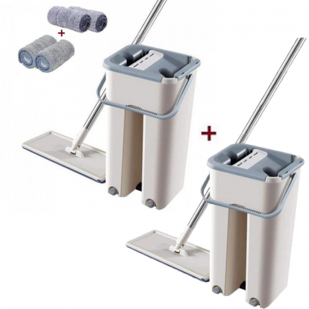Curatenie, Organizare si Depozitare - Pachet promo: 2x mop profesional cu doua cuve de spalare si uscare + 4 rezerve cadou
